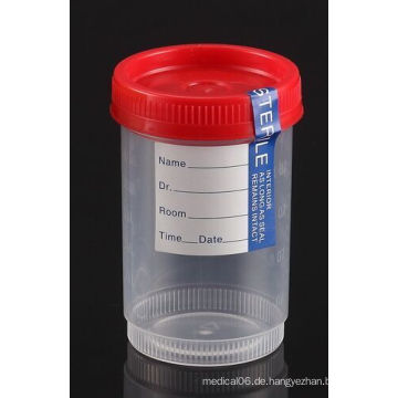 FDA registrierte 120ml Urinanalyse Container mit Tab Etikett und Sterilität